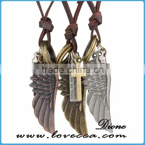 Newest Adjustable Bronze Tone Vintage Leather Pendant Necklace thumbnail-1