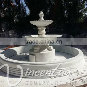 Antique Style Garden Decor Large Size White Marble 3 Tiers Water Fountain for Hot Sale thumbnail-1