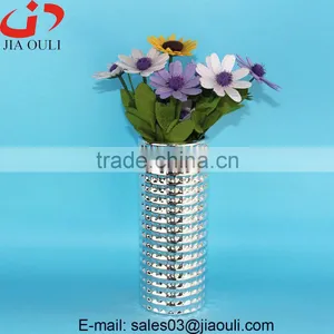 Quality Silver Plating Ceramic Home Decor Vases , Silver Vase thumbnail-1