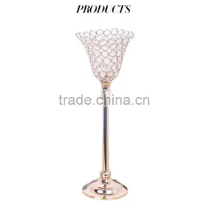 2016 New Design Morning Glory Crystal Candlestick Metal Plated Candle Holder Home Decoration thumbnail-1