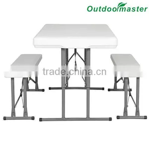 Garden Steel Folding Plastic Portable Picnic Table With Bench thumbnail-2