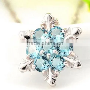 Cheap 2016 New XMAS Gift Blue Crystal Snowflake Frozen Flower Silver Plated Necklace Pendant thumbnail-1