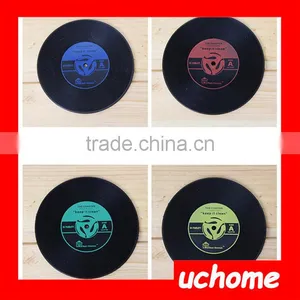 UCHOME Retro Vinyl Record Round Silicone Coasters Record Cup Mat Drinks Coasters Cup Mat Coaster thumbnail-4