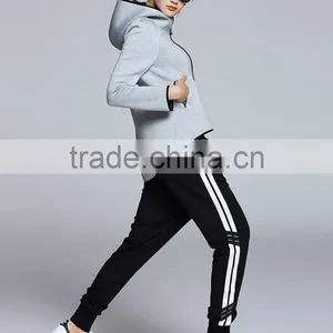 The New Fashion Spring Autumn Ladies Fleece Zip up Plain Pure Color Simple Cotton Blank Hoodies for Women thumbnail-5