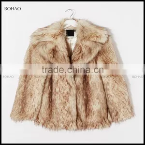 Hot Sale Outdoor Women Winter Fake Fur Jacket With Fuax Fur Big Collar thumbnail-5