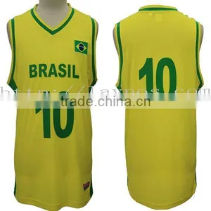 Yellow Color OEM Man Basketball Shirt thumbnail-1