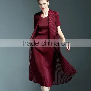 Wholesale England Style Chiffon Spliced Wrinkled Midi Dress for Lady thumbnail-4