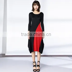 High Elastic Pleat Asymmetrucal Spring Women Dress thumbnail-1