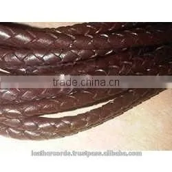 3mm Round Braided Leather Cord, Black Color thumbnail-3