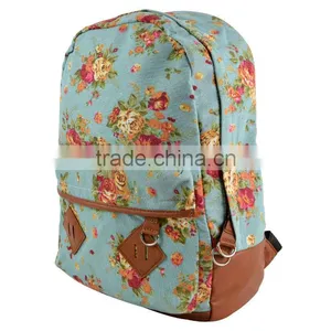New Girls Canvas Flower Rucksack Backpack School College Travel Bag 15934 thumbnail-1