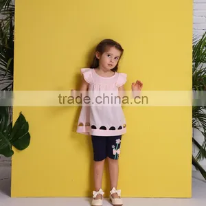 2017 New Style Lovely Pink Girl Cotton Dress Scooping Wave Dress thumbnail-1