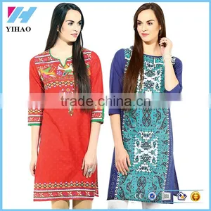 Kurta Wholesale Clothing Printed Long Cotton Kurta thumbnail-1