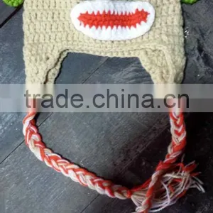 Cream Monkey Hat Owl Crochet Hat Baby Boy/Girl Crochet Owl Animal Beanie Hat Cute Baby Crochet Hat thumbnail-1