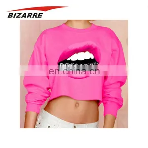 Hot Selling Custom Compressed Print Women Crop Top Hoodie thumbnail-3