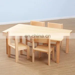 Classic Beech Rectangular Children Study Wooden Writing Table Chair thumbnail-5