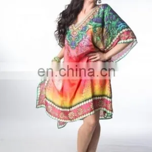 Digital Kaftan - Printed Short Beachwear Kaftan 2016 V968 thumbnail-1