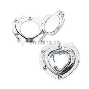 Heart Bling Crystal Compact Mirror Foldable Purse Hanger Caddy thumbnail-1