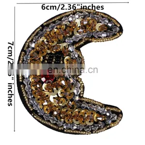 Fashion Beading Sequin Moon Sew On Patches For Clothing thumbnail-4