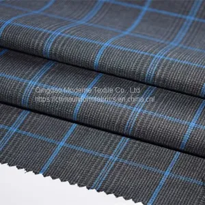 Fashion Modern Checked Worsted Wool Suiting Fabric thumbnail-3