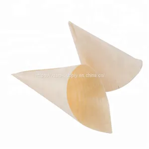 Disposable Wooden Cone Wood Tasting Cone Serving and Tasting Cone Appetizer Finger Food Ice Cream Holder for Food thumbnail-2