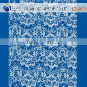 White Color Wholesale Eyelash Lace Fabric LZ-6039 thumbnail-1