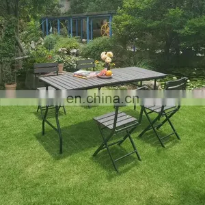 Portable Outdoor Patio Furniture Rectangular Plastic Foldable Banquet Catering Bbq Camping Picnic Folding Table thumbnail-5