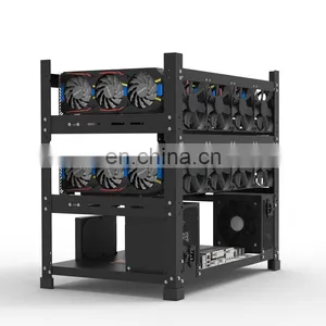 New Open Air Rig Frame 12 GPU Case Graphic Card Holder Computer Rack Support Double ATX Power And 12cm Fan thumbnail-1