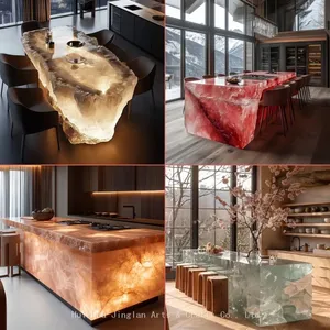 Crystal Luminous Island, Transparent Bar, Internet Celebrity, Popular Drainage Table, Integrated Acrylic, Light Luxury, Luminous Stone Table, Tea Table, Bar, High-end Sense thumbnail-1