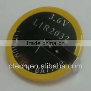 3.6V LIR2032 Lithium Rechargeable Button Cell thumbnail-1