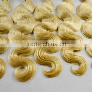 European Sew in Human Hair Extensions Honey Blonde Body Wave Hair Weaving thumbnail-1