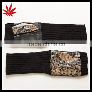 Ladies Mid-long Snake Priting Nappa Gloves With Cashmere Gloves Cuff thumbnail-1