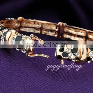 Wholesale Jewelry India Bracelet Leopard Design Crystal Rose Gold Plated Bangles thumbnail-4