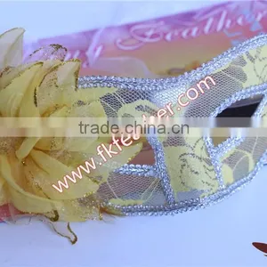 Party Supplies Birthday Yellow Plastic Halloween Mask With Artificial Flower thumbnail-1
