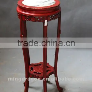Chinese Antique Furniture Pine Wood Stone Top Shanxi Red Flower Stand thumbnail-1