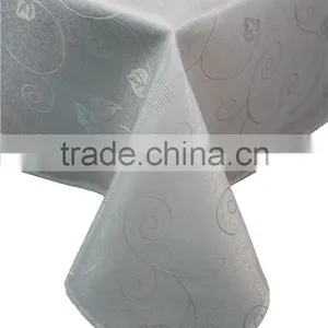 Hot Sale Soild Color Jacquard White Polyester Tablecloth thumbnail-1
