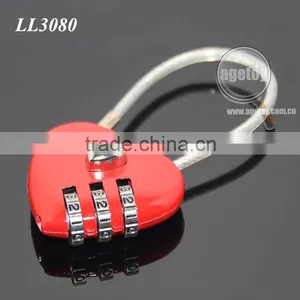 Resettable 3 Digit Combination Travel Luggage Suitcase Lock Padlock Red Heart Shaped Steel Wire Metal Combination Lock thumbnail-6