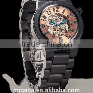 Eco-friendly Wooden Skeleton Watch Men's Automatic Wood Watch thumbnail-1