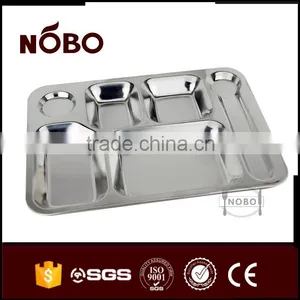 Hospital Use Stainless Steel 6 Compartments Dinner Food Serving Plate thumbnail-1