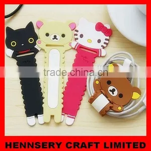 Customized Shape and Logo Soft Pvc Rubber Cable Winders thumbnail-1