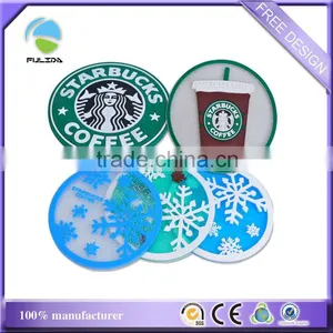 Round Transparent Winter Snowflake Christmas Rubber Silicone Coaster thumbnail-3