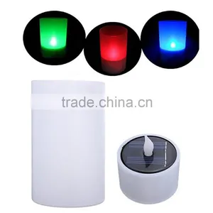 Novelty Colorful Changing Flameless Night Lights Solar Power & Battery Power Luminaria Light Sensor LED Night Light Candle Lamp thumbnail-2
