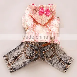 Sequins Yarn Washing Water Cowboy Denim Cloth Dog Four-legs Clothes thumbnail-4