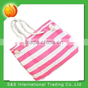 2015 New Style Stripe Canvas Rope Handle Beach Bag thumbnail-2