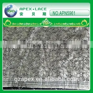 2015 New Style Nylon Lace Fabric Print Silver and Golden thumbnail-4