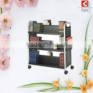 New Design Wheeled 3 Tier Metal Hand Trolley Rolling Book Cart With Great Price thumbnail-4