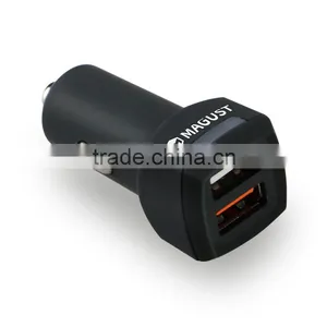 Quick Charge 3.0 Car Charger With Rubber Finish Grey thumbnail-1