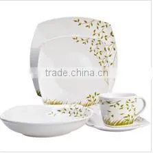 20pcs Ceramic Square Dinner Set, Porcelain Black Square Plate Set thumbnail-2