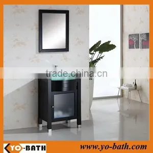 24 Inch Solid Wood Modern Basin Cabinet With Glass Wash Basin thumbnail-1