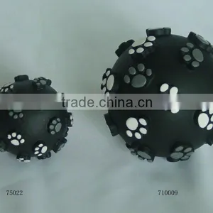 Squeaky Chew Vinyl Dog Toy Ball With Pawprint thumbnail-1
