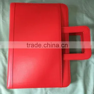 2016 Multi Functional Soft A4 Magnetism Leather Portfolio With Ring Binders and Retractable Handle thumbnail-3